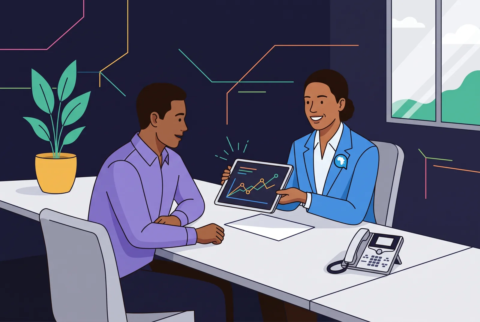 An agent introducing a client to our team across a meeting table