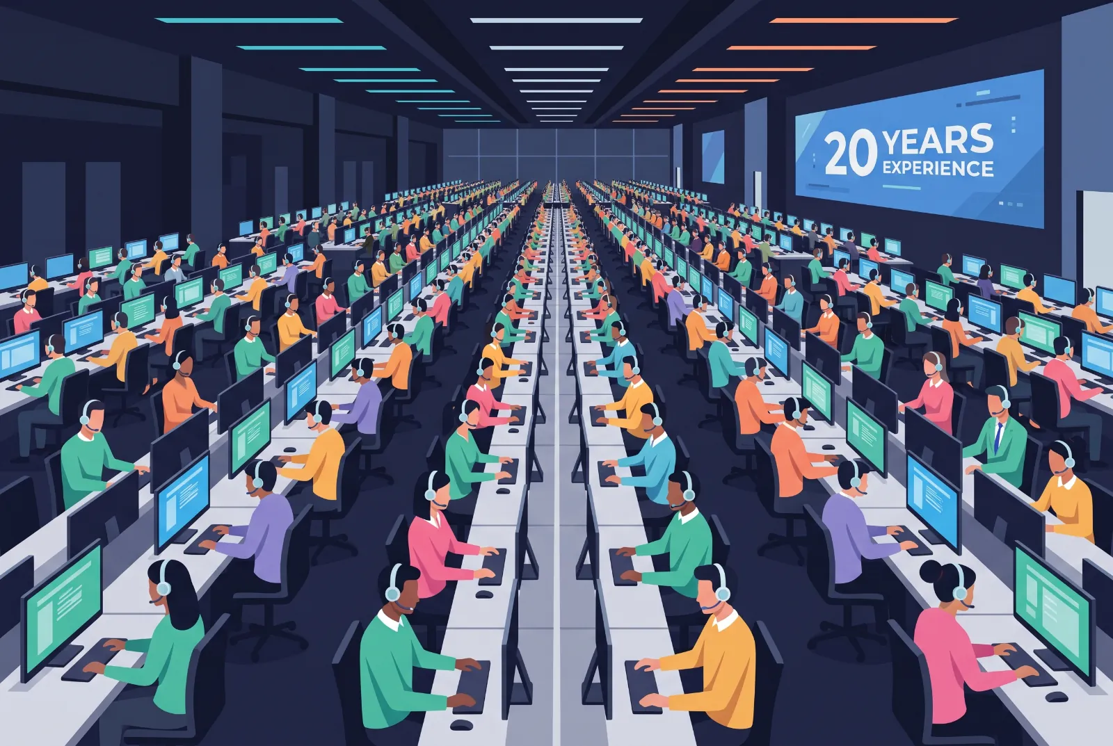 A busy Vicidial call centre floor